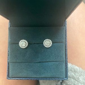 Real diamond stud earrings white gold 14K